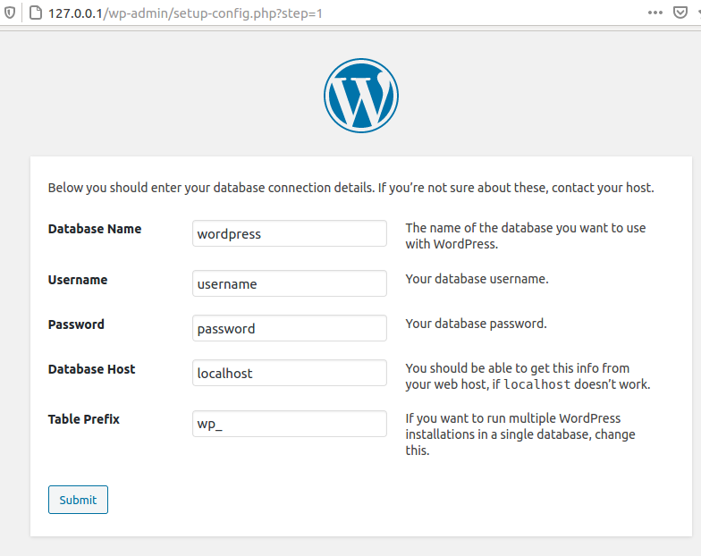 Wordpress Database Setup